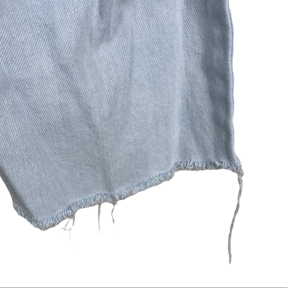 91 Cotton On High Rise 90’s Stretch Raw Fringe Hem Super Distressed Light Crops - Picture 7 of 11